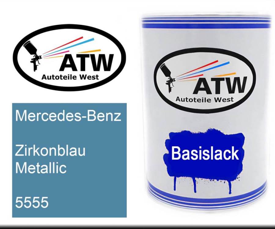 Mercedes-Benz, Zirkonblau Metallic, 5555: 500ml Lackdose, von ATW Autoteile West.